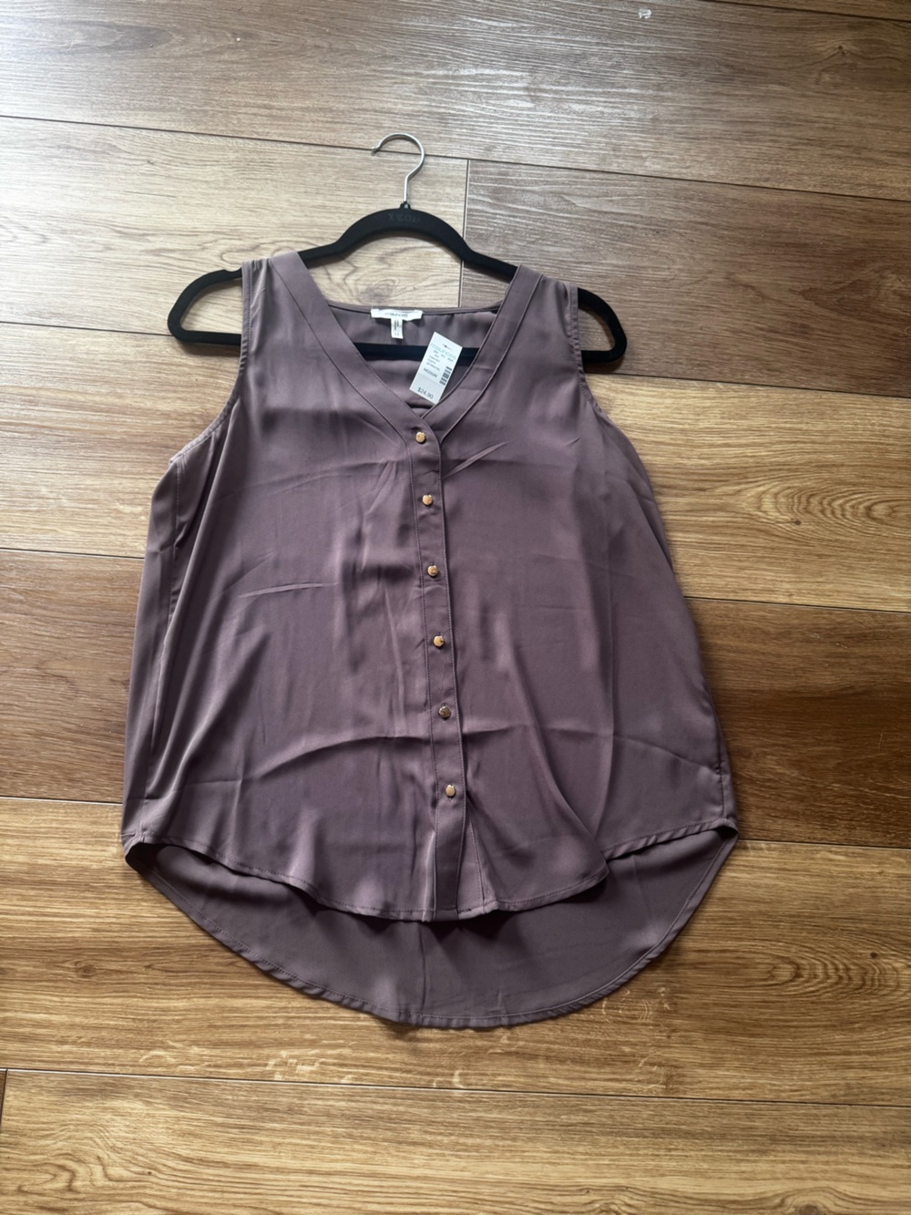 Maurices Dusty Mauve Sleeveless Button-Front Blouse
